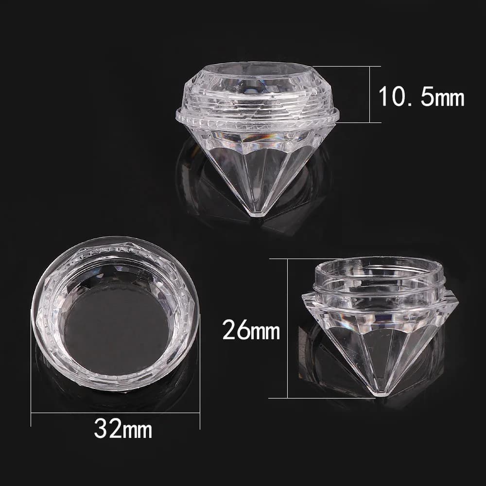 10 Pcs Diamond Clear Plastic Empty Nail Art Decor Storage Case Box Nail Glitter Rhinestone Jewelry Beads Accessories Container