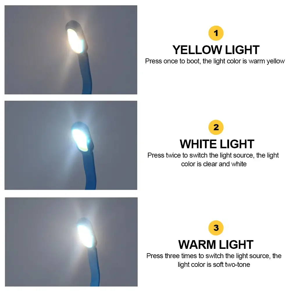 USB Mini LED Book Night 3 Light Color Adjustable Brightness Clip-On Study Reading Lamp Rechargeable for Travel Bedroom Reading
