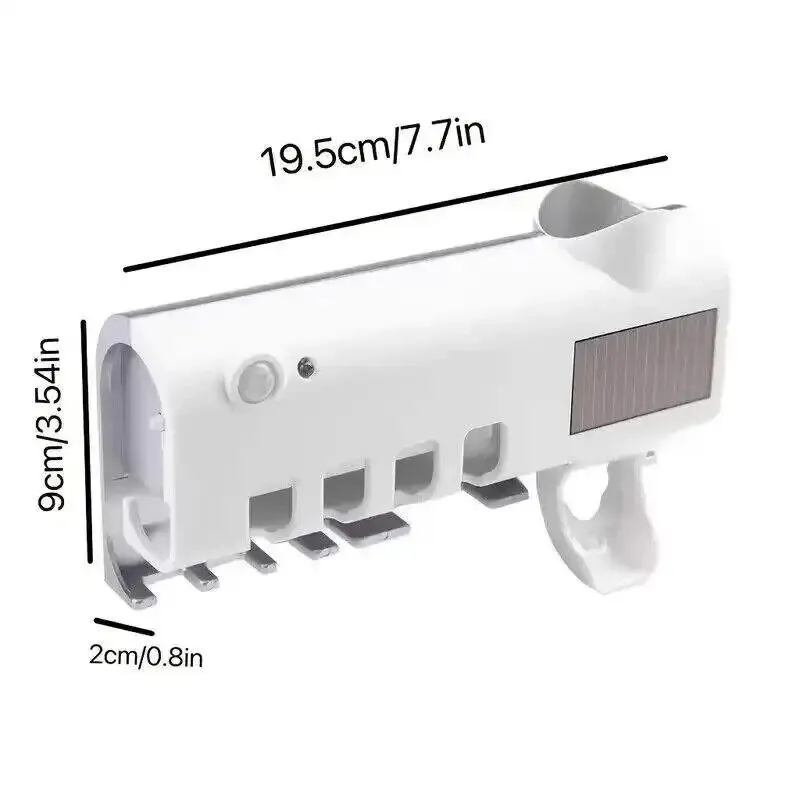 Toothbrush Holder Wall Mounted Solar UV Light Ultraviolet Toothbrush Sterilizer Automatic Toothpaste Holders Bathroom Accessory