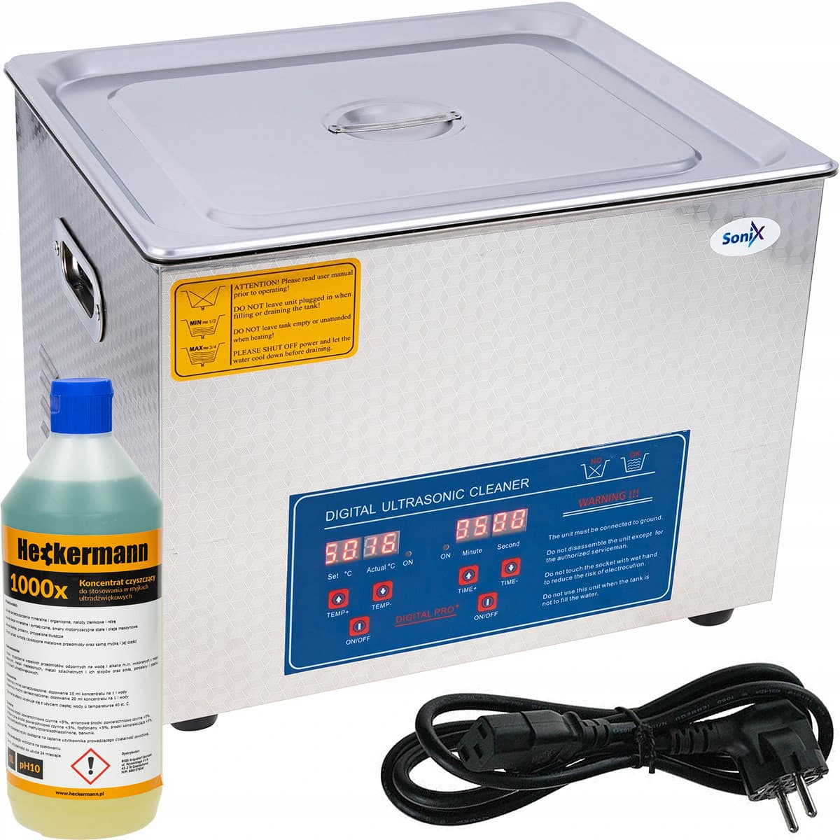 Myjka ultradźwiękowa Heckermann JP-060S 15L + 1L płynu