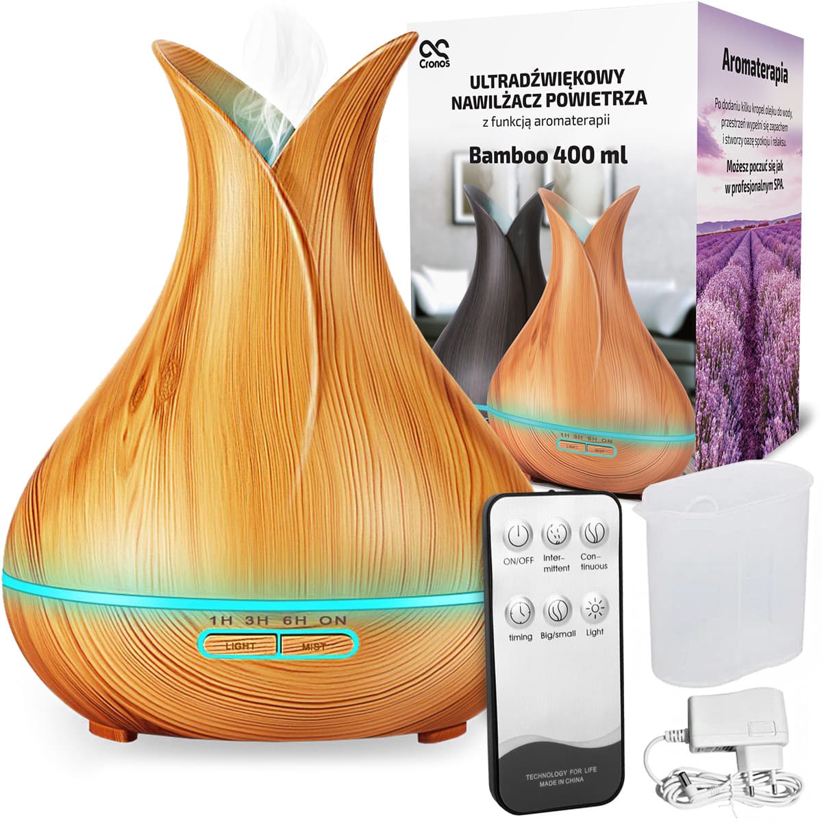 Nawilżacz powietrza dyfuzor zapachowy 400 ml Cronos® Bamboo