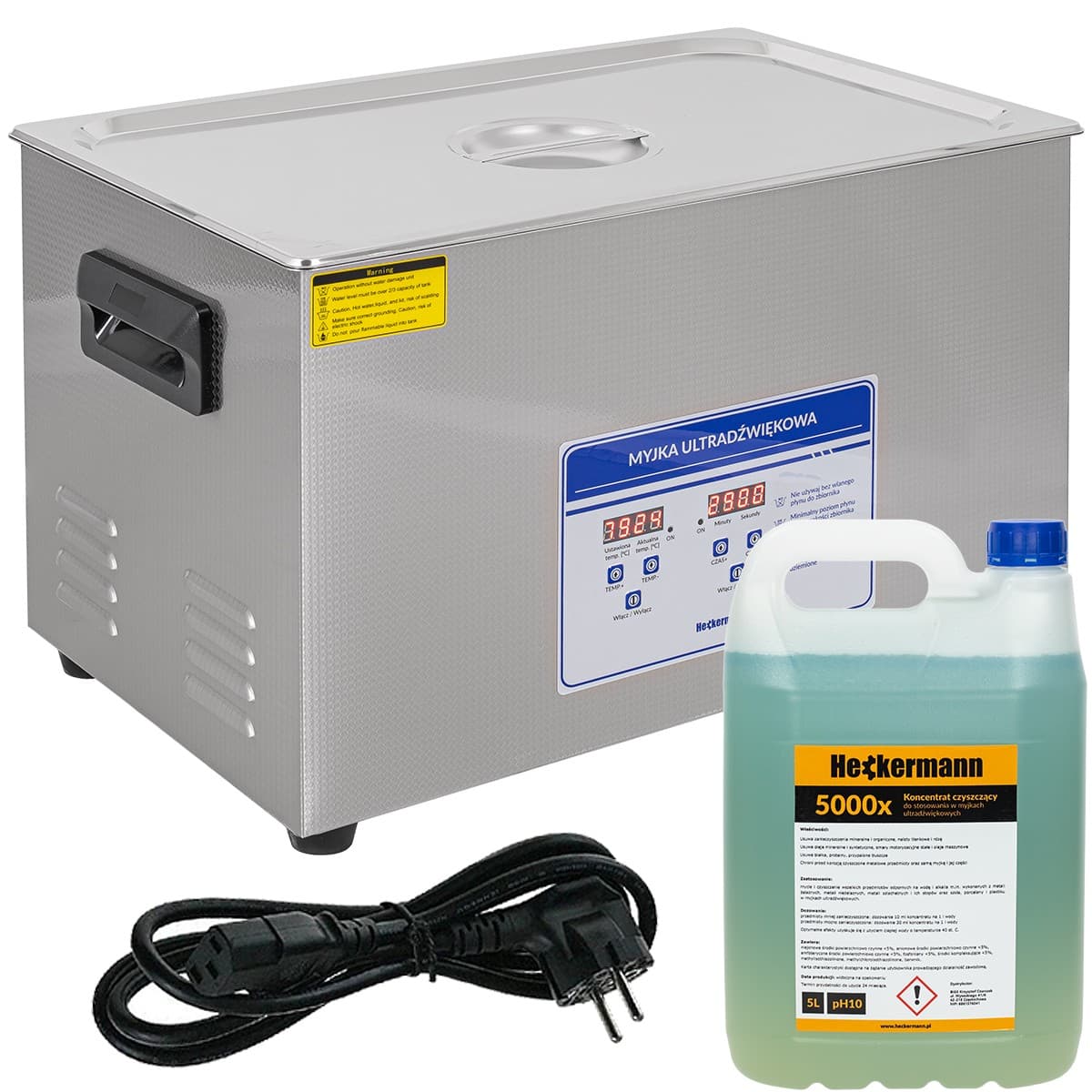 Myjka ultradźwiękowa Heckermann JP-100S 30L + płyn 5L