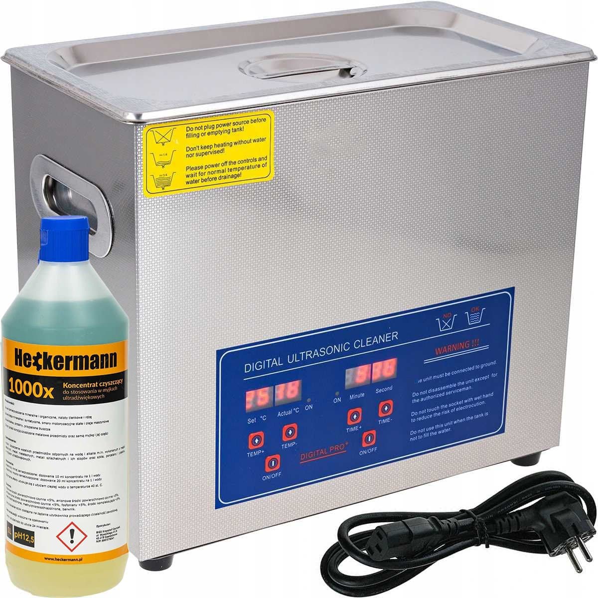Myjka ultradźwiękowa Heckermann JP-031S 6,5L + 1L płynu