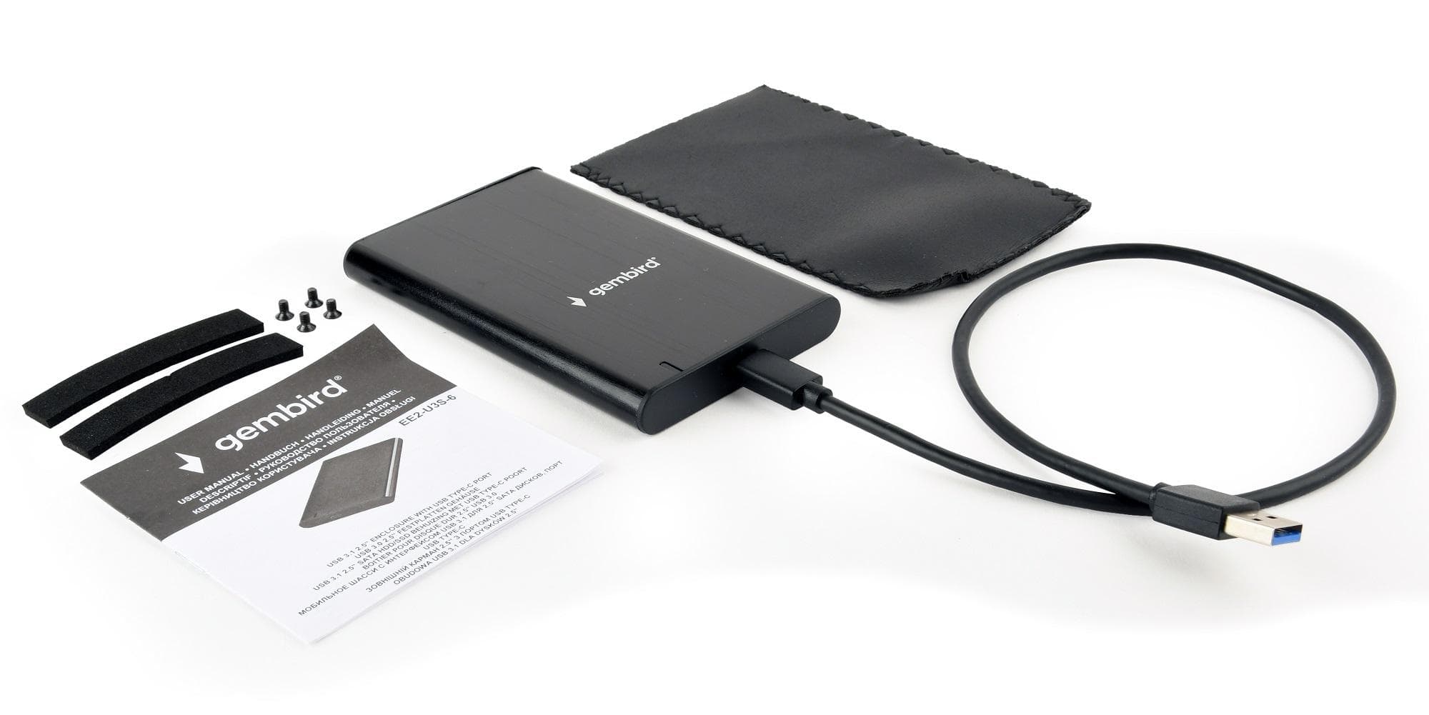 Obudowa zewnętrzna Gembird EE2-U3S-6 na dysk HDD SATA 2.5&amp;quot; USB-C (czarna)