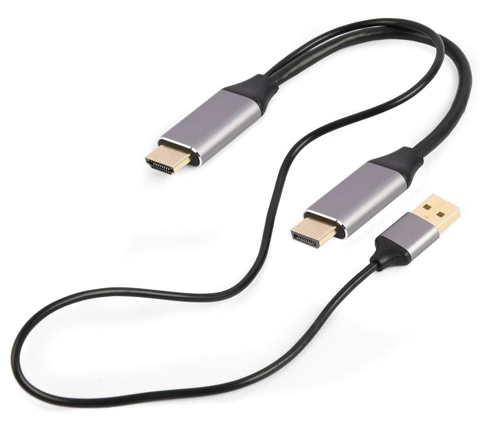 Adapter HDMI męski do DisplayPort męski + USB-A męski  4K Gembird A-HDMIM-DPM-01 czarny