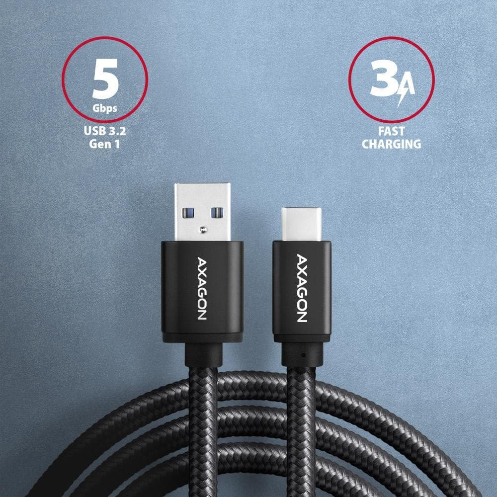 Kabel USB-C - USB-A USB 3.2 Gen 1 2m czarny Axagon