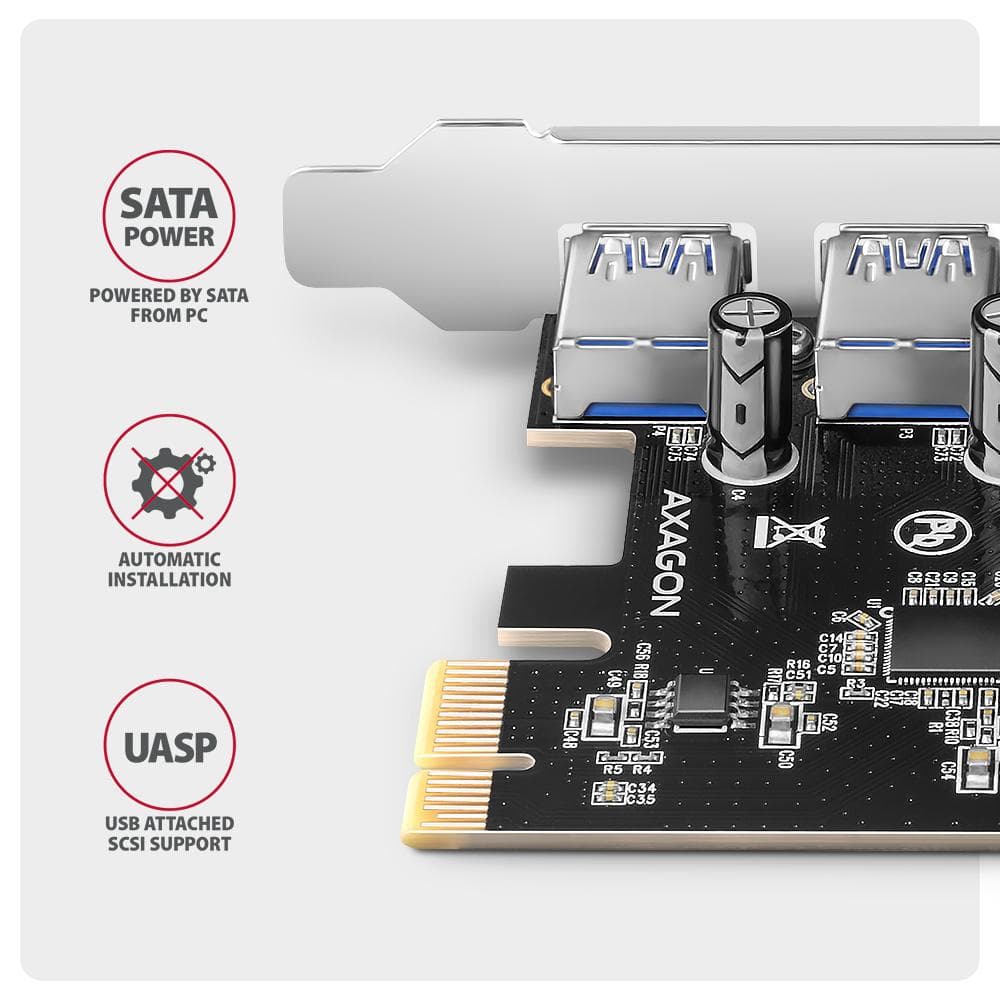 Kontroler PCIe 4x USB 3.2 Gen 1 Axagon PCEU-430RS