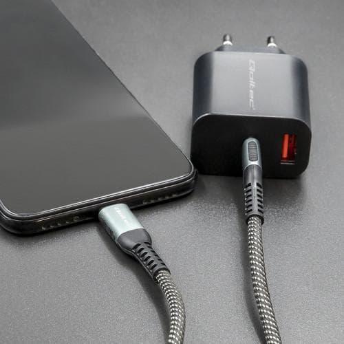Kabel USB 2.0 typ C 100W PD QC 3.0 Qoltec 1,5 m czarno-biały