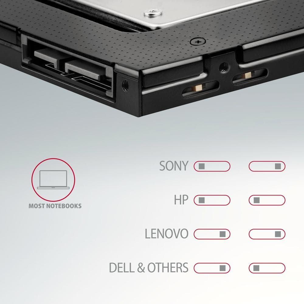 Ramka montażowa/redukcja z gniazda DVD do 2.5&amp;quot; SSD/HDD 9.5 mm Axagon czarna