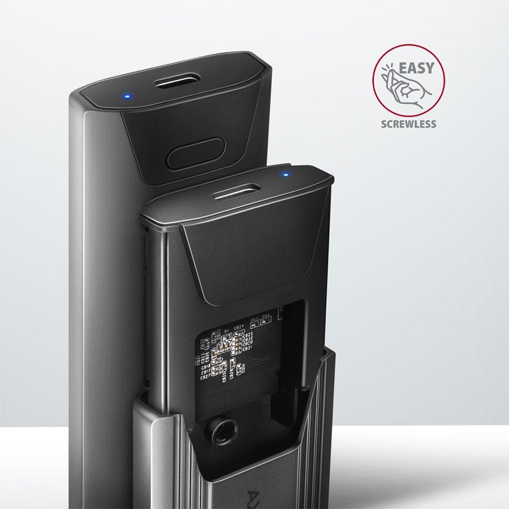 Obudowa zewnętrzna Axagon do dysk&amp;oacute;w M.2 NVMe &amp;amp; SATA SSD/USB-C 3.2 G2, 30-80mm, UASP, TRIM czarna