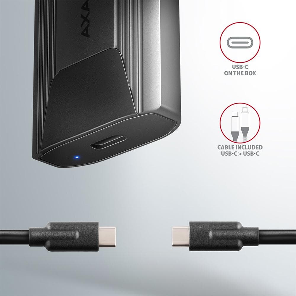 Obudowa zewnętrzna Axagon do dysk&amp;oacute;w M.2 NVMe &amp;amp; SATA SSD/USB-C 3.2 G2, 30-80mm, UASP, TRIM czarna