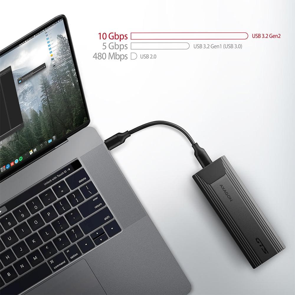 Obudowa zewnętrzna Axagon do dysk&amp;oacute;w M.2 NVMe &amp;amp; SATA SSD/USB-C 3.2 G2, 30-80mm, UASP, TRIM czarna