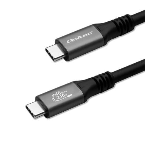 Kabel USB-C Qoltec PD 240W USB4 Thunderbolt 3/4 4K 40Gb/s 1m czarny