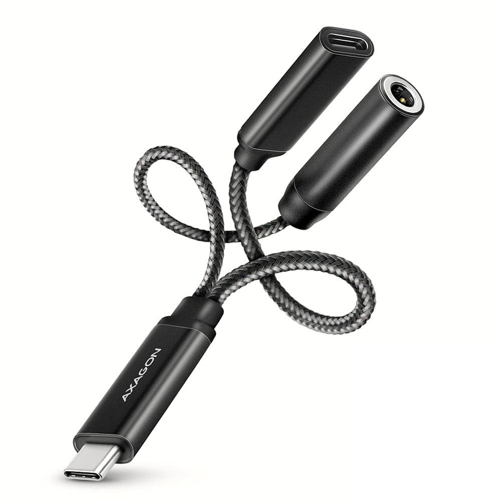 Karta dźwiękowa/Adapter dźwięku Axagon USB-C 384kHz/32-bit DAC 3,5 mm (F) Hi-Res, + USB-C PD 60W