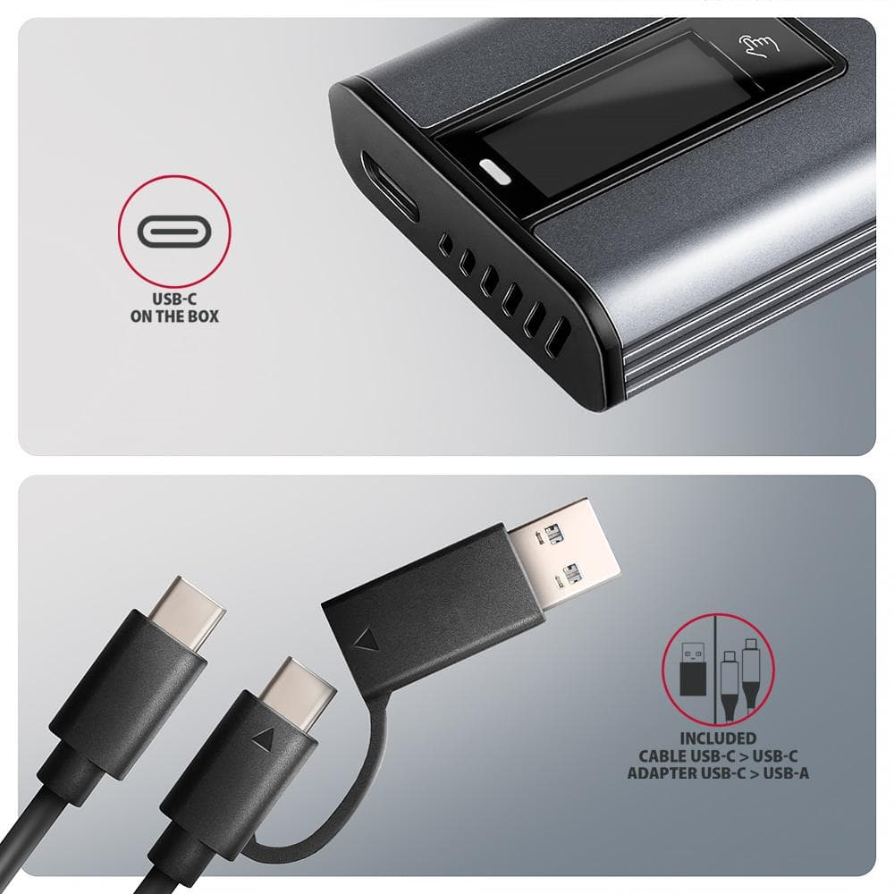 Obudowa zewnętrzna Axagon aluminiowa bezśrubowa, wyśw. LCD, do dysk&amp;oacute;w M.2 NVMe &amp;amp; SATA SSD/ USB-C 3.2 G2  szara