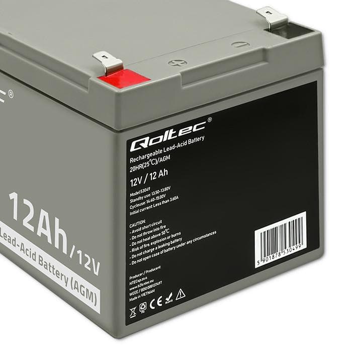 Akumulator żelowy AGM 12V 12Ah Qoltec
