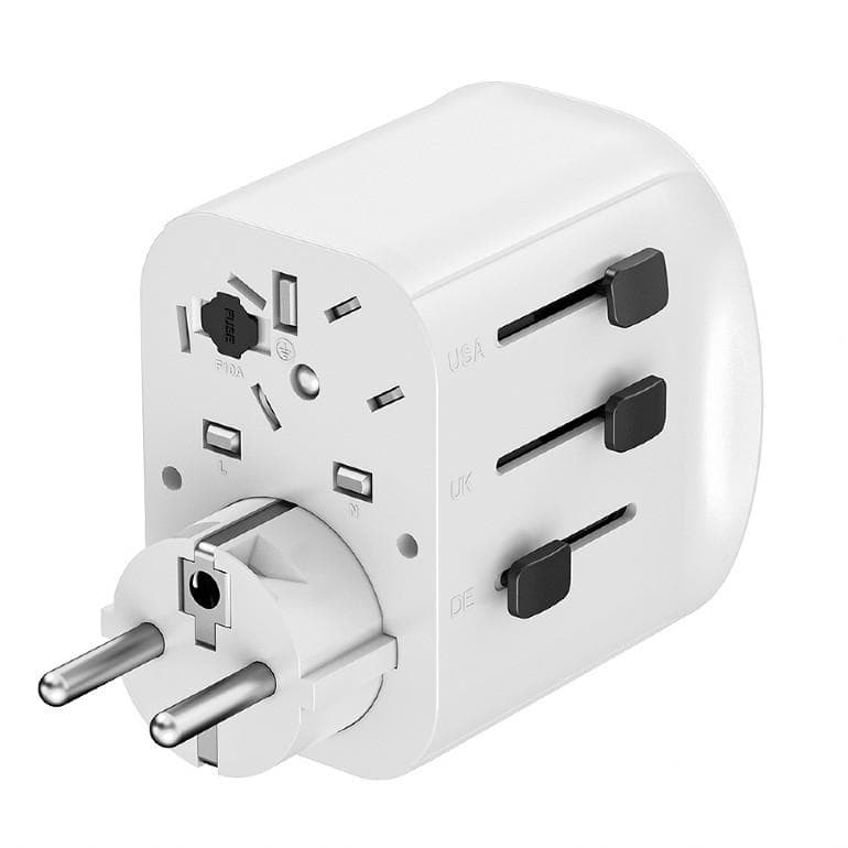 Uniwersalny adapter zasilania Gembird TPA-EU2A1C15-01-W z ładowarką 1 x USB-C, 2 x USB-A, 15W, GaN, biały